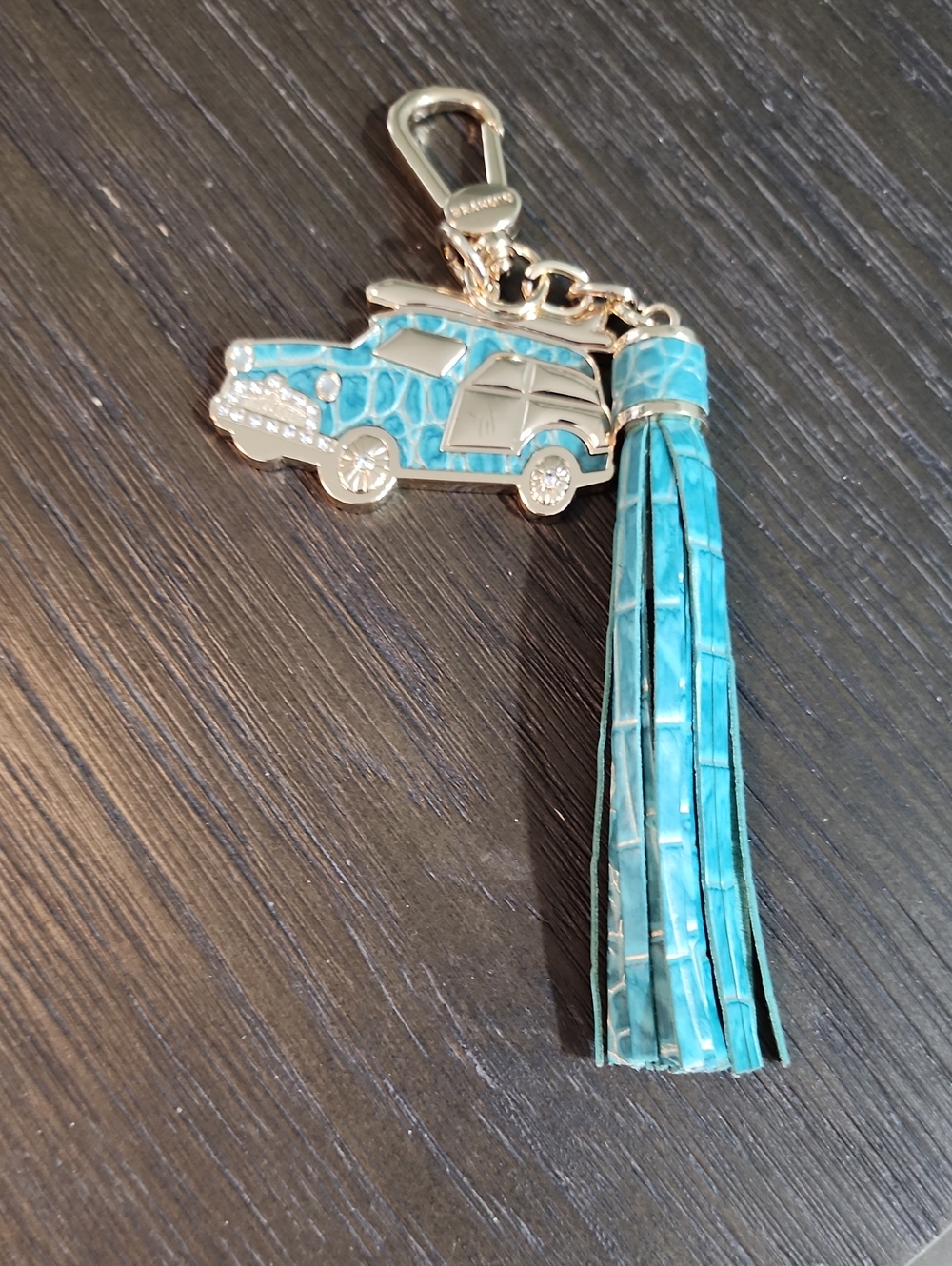 Brahmin Turquoise Car Charm Tassel Keychain